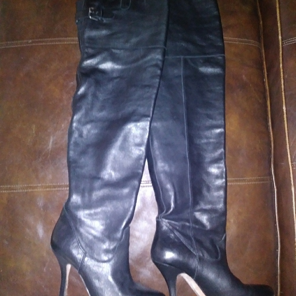 Dolce Vita Black Leather Thigh High Boots